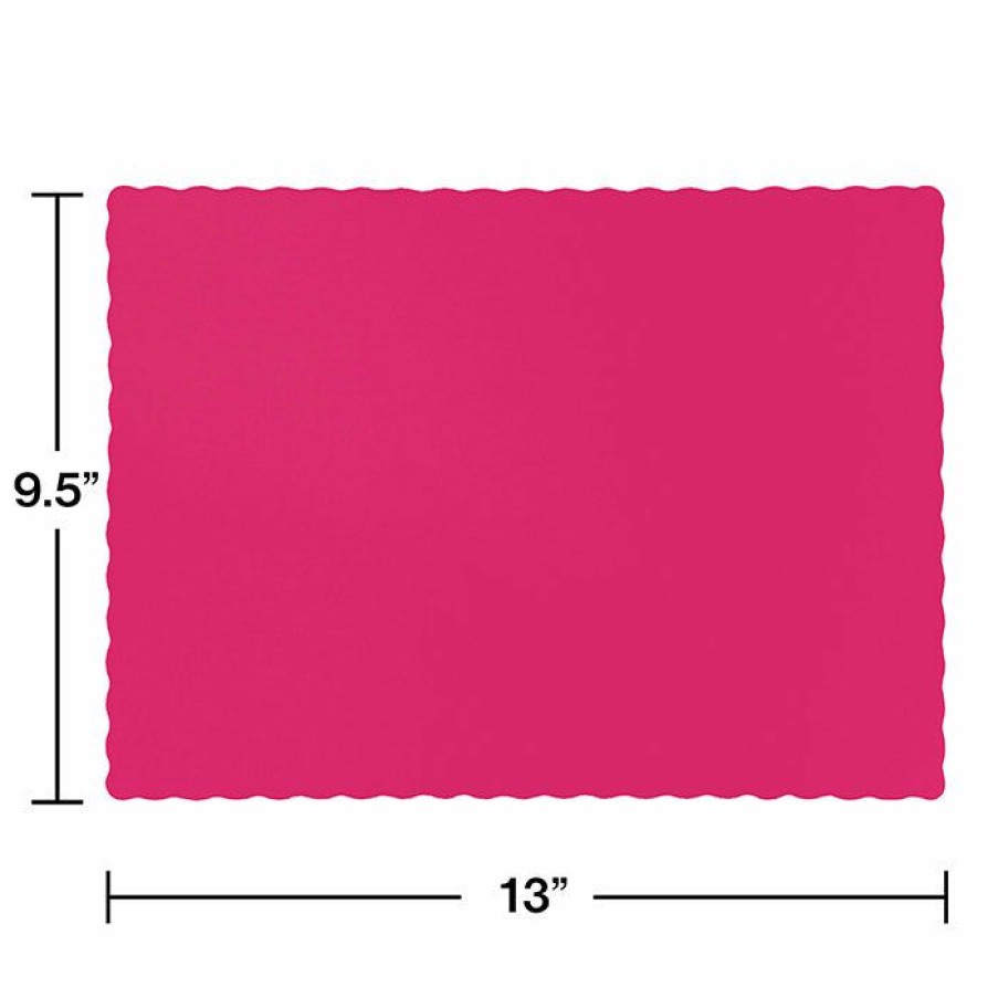 Solid Color Tableware * | Creative Converting Hot Magenta Pink Placemats, 50 Ct