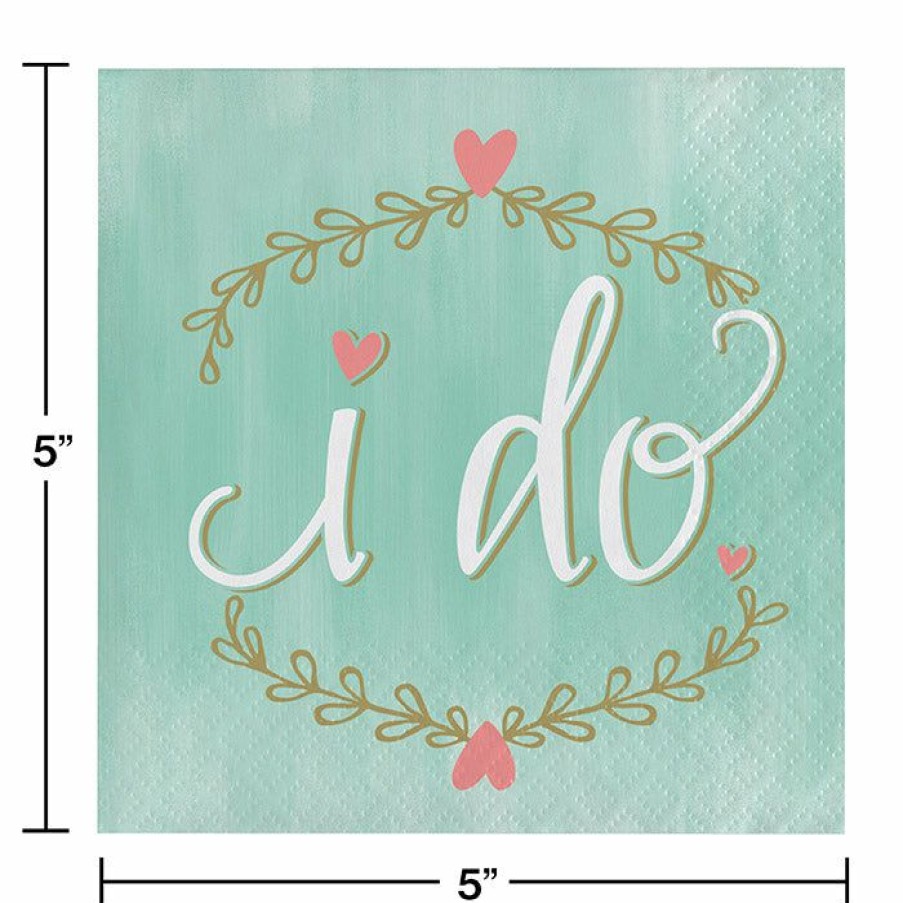 Bridal And Wedding * | Creative Converting Bridal And Wedding Mint To Be Beverage Napkins, I Do, 16 Ct