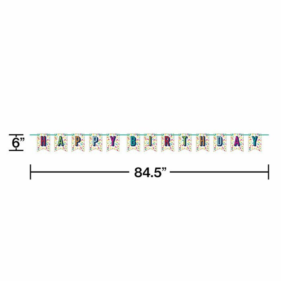 Birthdays * | Creative Converting Kids Birthday Party Themes Birthday Burst Shaped Banner With Ribbon