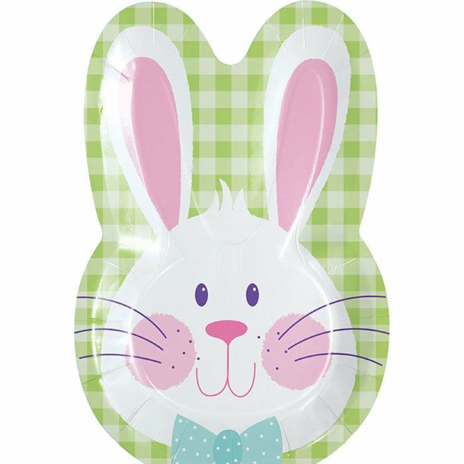 Holidays * | Creative Converting Bright Bunny Bunny Shaped Plate 8Ct Easter Party Supplies