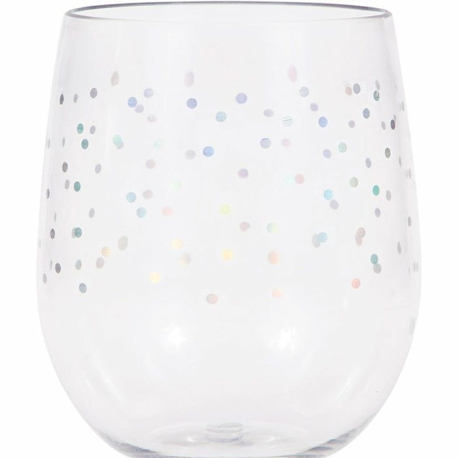 Themed Tableware * | Creative Converting Iridescent Dots Plastic Stemless Wine Glass By Elise