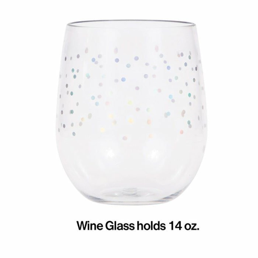 Themed Tableware * | Creative Converting Iridescent Dots Plastic Stemless Wine Glass By Elise