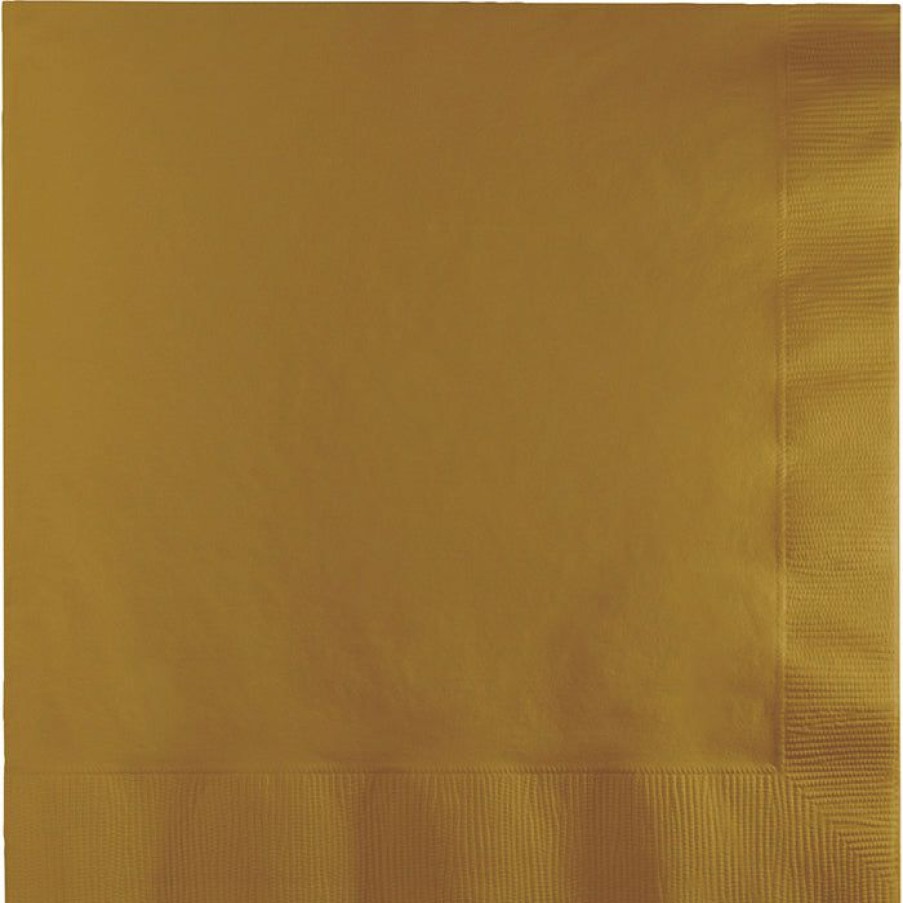 Solid Color Tableware * | Creative Converting Glittering Gold Luncheon Napkin 3Ply, 50 Ct Solid Color Tableware