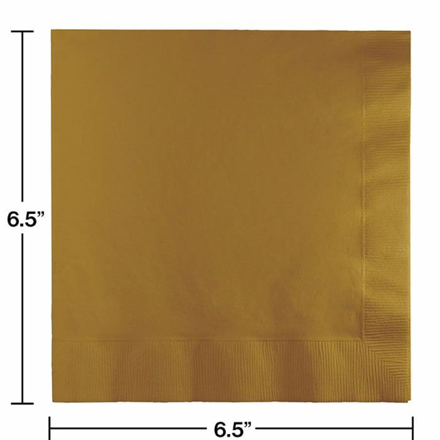 Solid Color Tableware * | Creative Converting Glittering Gold Luncheon Napkin 3Ply, 50 Ct Solid Color Tableware