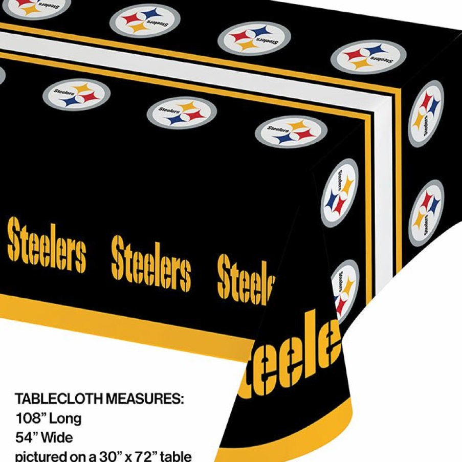 Sports * | Creative Converting Pittsburgh Steelers Plastic Table Cover, 54 X 102 Nfl And Football Party Supplies