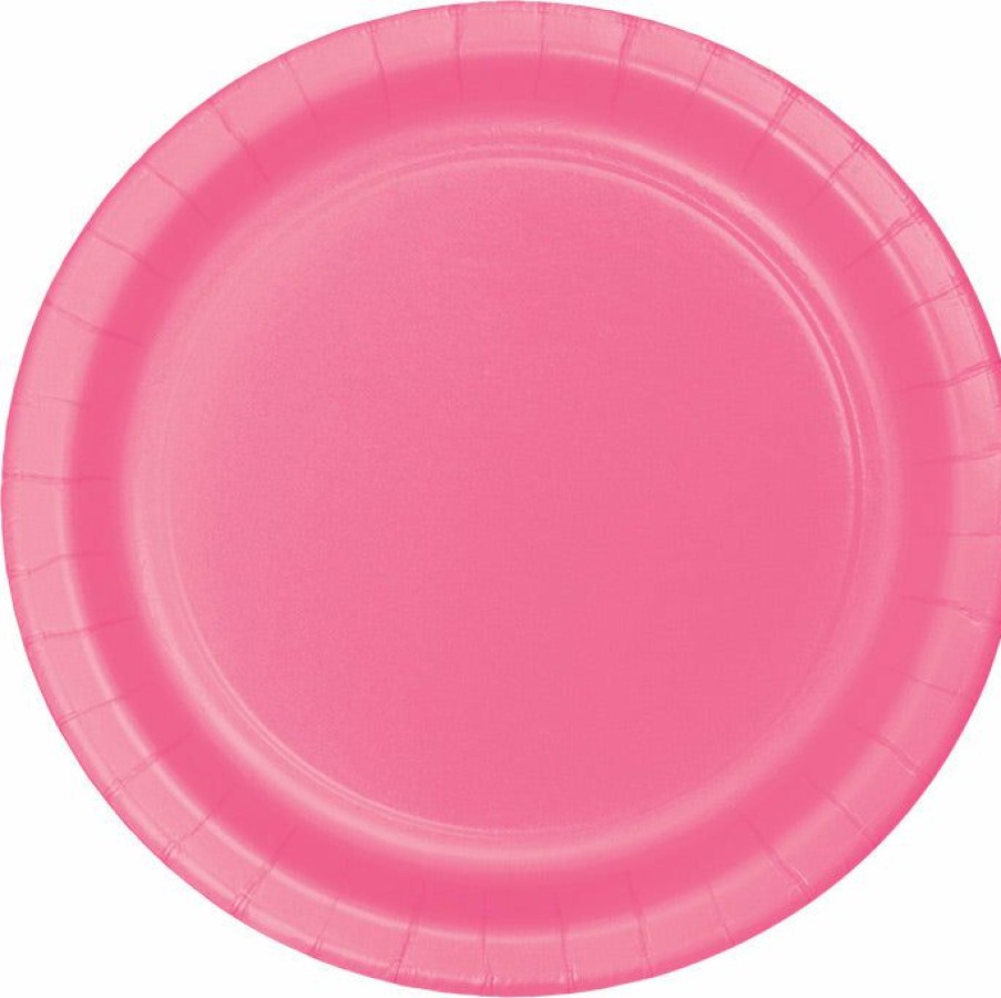 Solid Color Tableware * | Creative Converting Candy Pink Dessert Plates, 24 Ct Solid Color Tableware