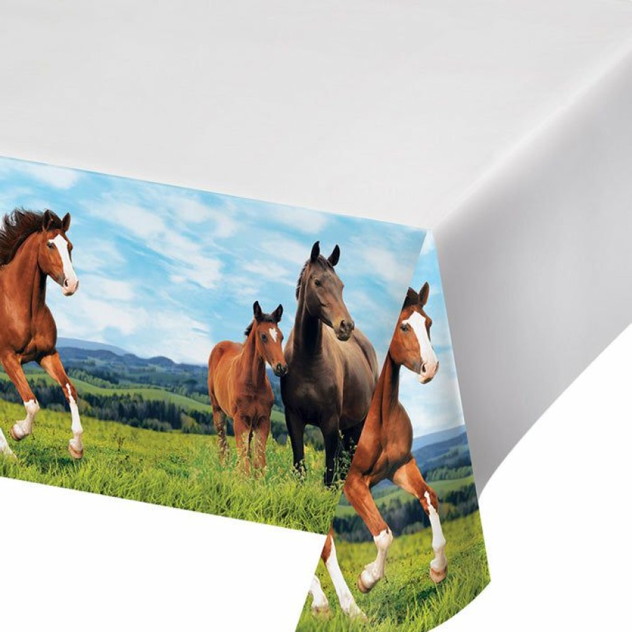 Birthdays * | Creative Converting Horse And Pony Plastic Tablecover Border Print, 54 X 102 Kids Birthday Party Themes