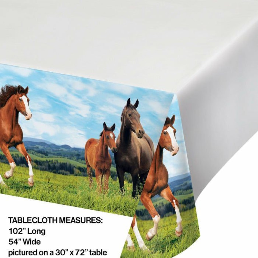 Birthdays * | Creative Converting Horse And Pony Plastic Tablecover Border Print, 54 X 102 Kids Birthday Party Themes