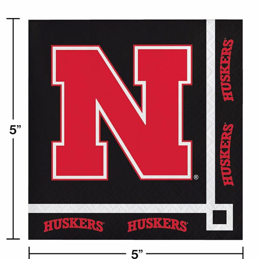 Sports * | Creative Converting Ncaa College Themed Party Decorations University Of Nebraska Beverage Napkins, 2-Ply (240/Case)