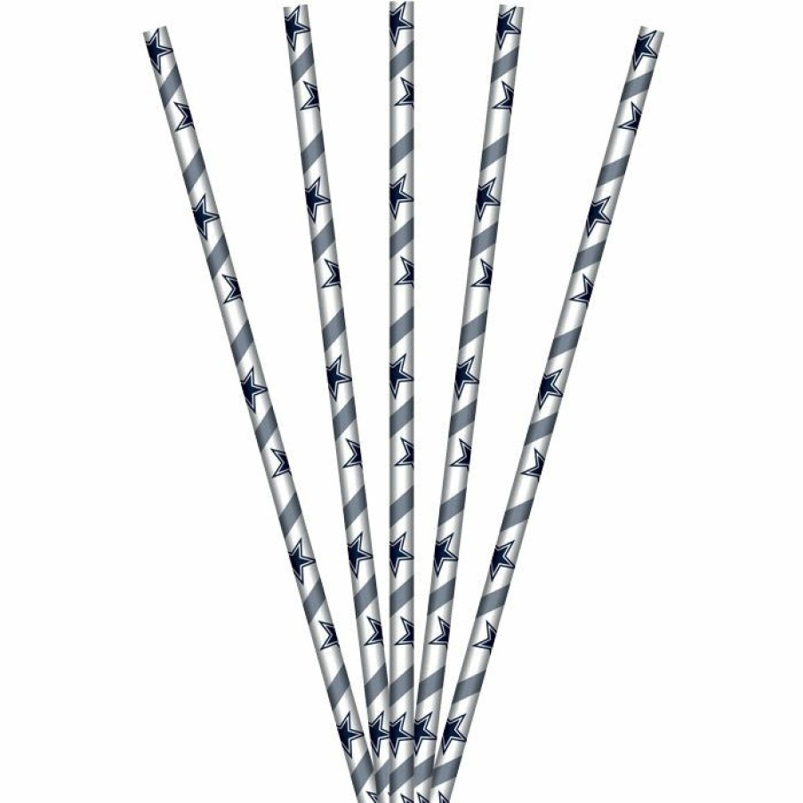 Sports * | Creative Converting Dallas Cowboys Paper Straws, 24 Ct Nfl And Football Party Supplies