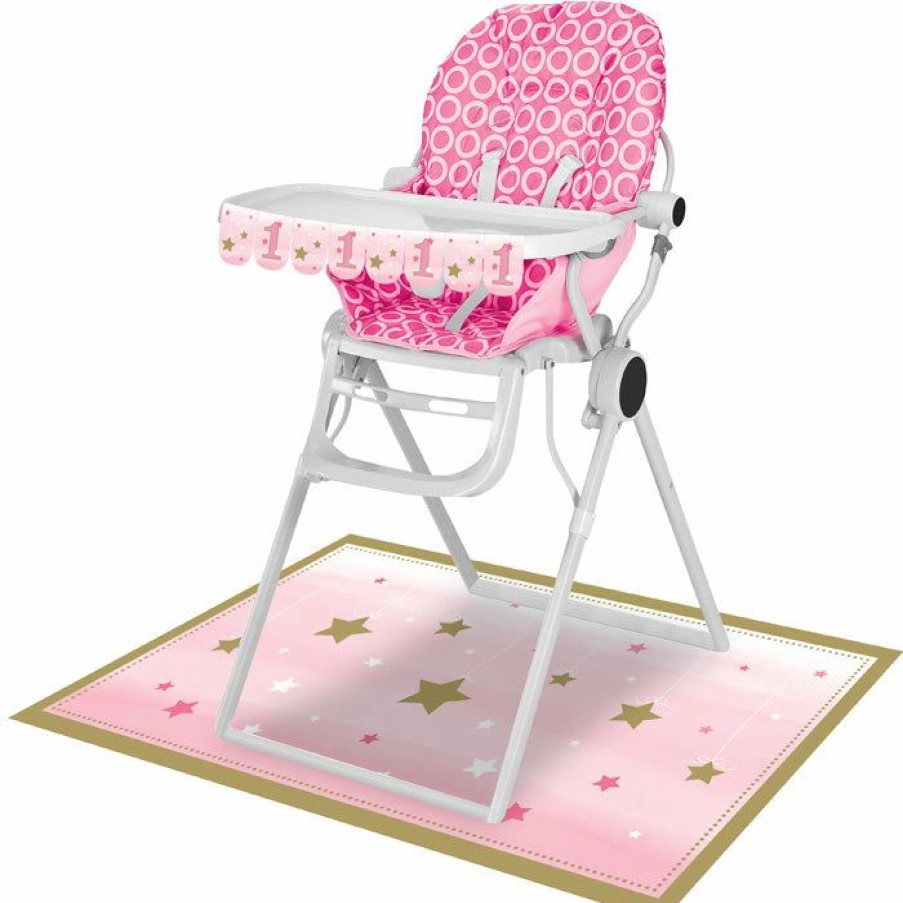 Birthdays * | Creative Converting One Little Star Girl High Chair Kit 1St Birthday Party Themes