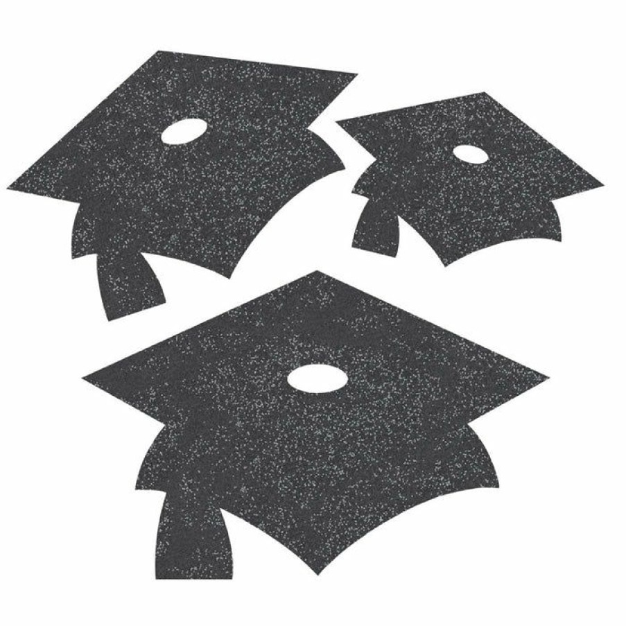 Graduation Party Supplies * | Creative Converting Black Mortarboard Graduation Cutouts, 12 Ct Graduation Party Supplies