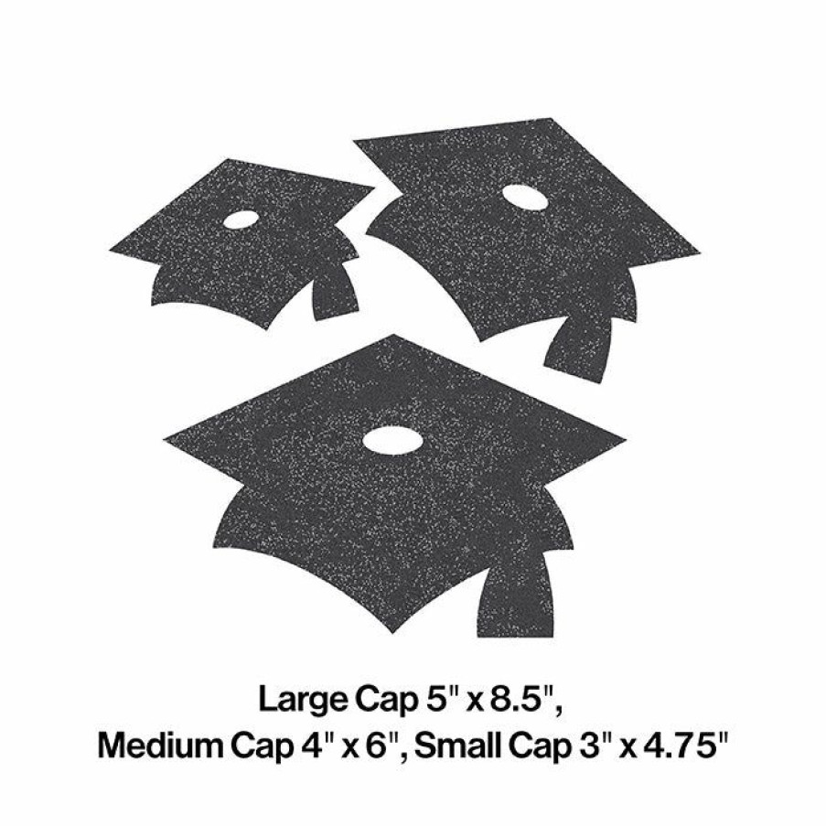 Graduation Party Supplies * | Creative Converting Black Mortarboard Graduation Cutouts, 12 Ct Graduation Party Supplies