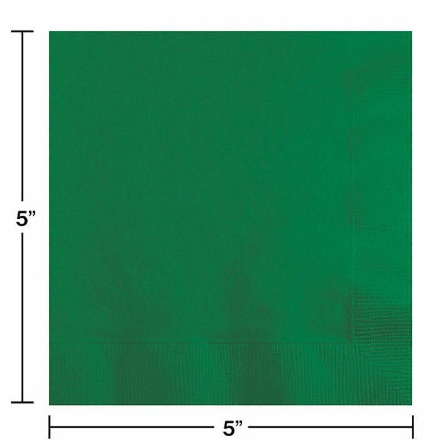 Solid Color Tableware * | Creative Converting Emerald Green Beverage Napkin 2Ply, 200 Ct Solid Color Tableware