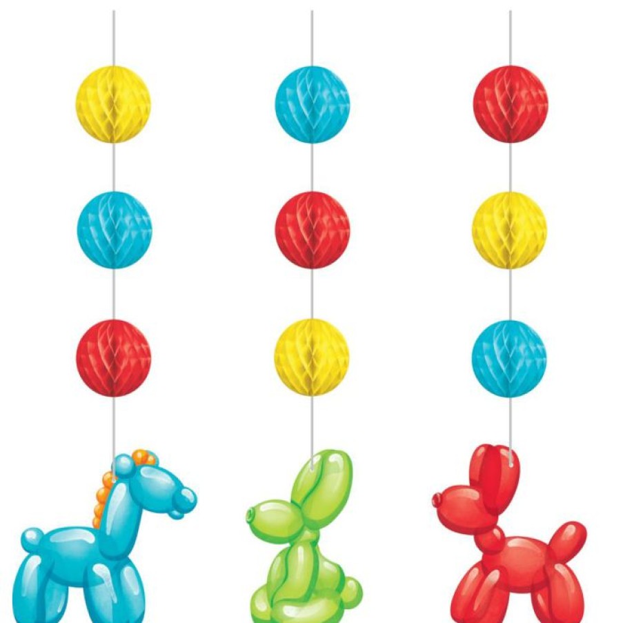 Birthdays * | Creative Converting Party Balloon Animals Hanging Cutouts W Honeycomb (3/Pkg) Kids Birthday Party Themes