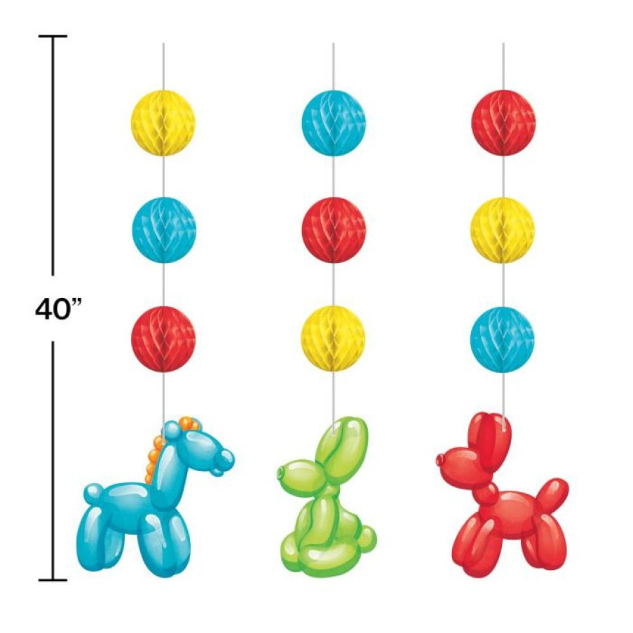 Birthdays * | Creative Converting Party Balloon Animals Hanging Cutouts W Honeycomb (3/Pkg) Kids Birthday Party Themes