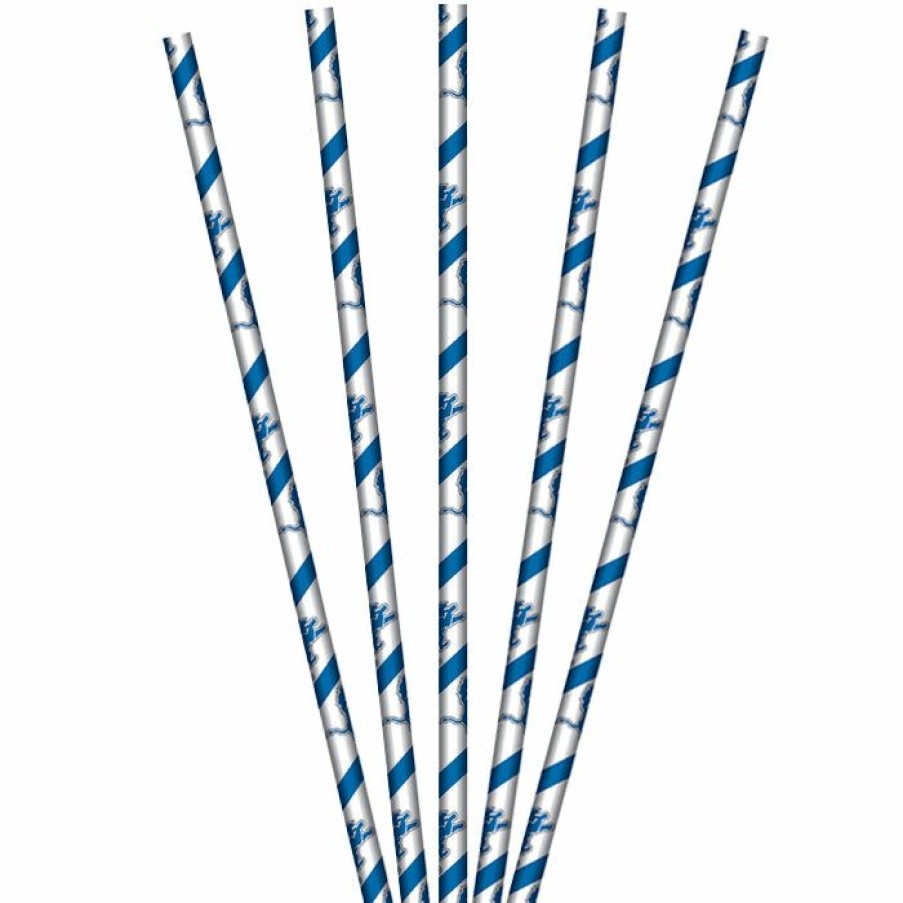 Sports * | Creative Converting Nfl And Football Party Supplies Detroit Lions Paper Straws, 24 Ct