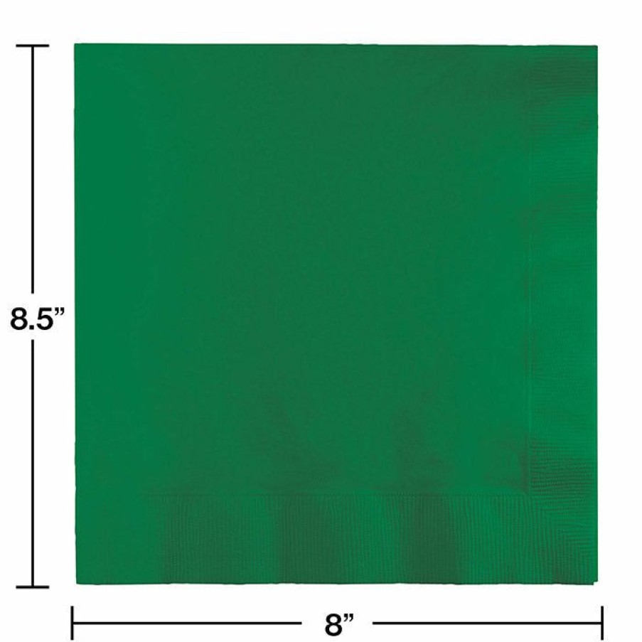 Solid Color Tableware * | Creative Converting Emerald Green Dinner Napkins 3Ply 1/4Fld, 25 Ct Solid Color Tableware