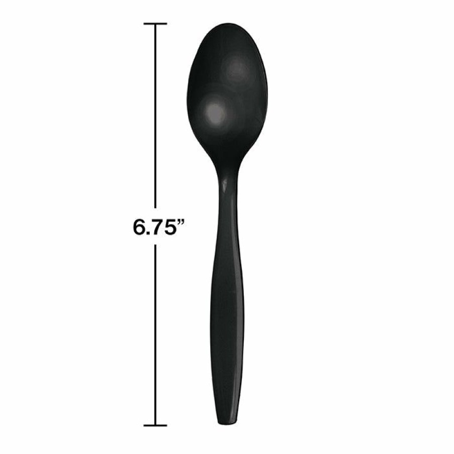 Solid Color Tableware * | Creative Converting Black Plastic Spoons, 50 Ct Solid Color Tableware