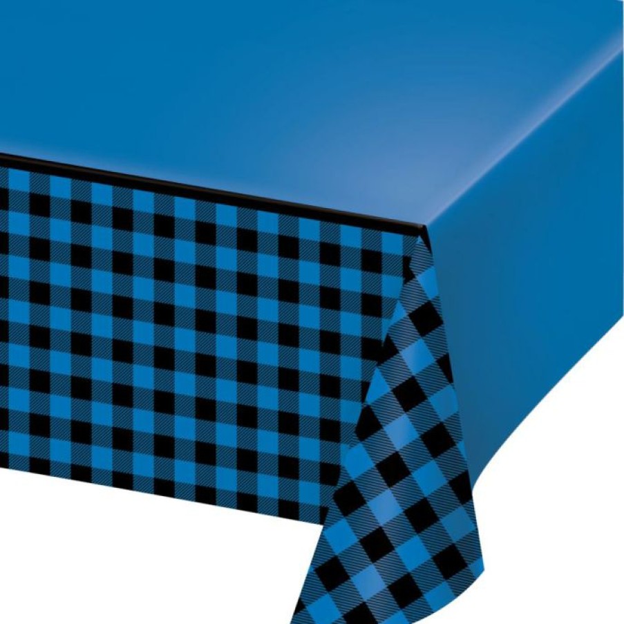 Themed Tableware * | Creative Converting Blue Black Buffalo Plaid Paper Tablecover All Over Print, 54 X 102 (1/Pkg)