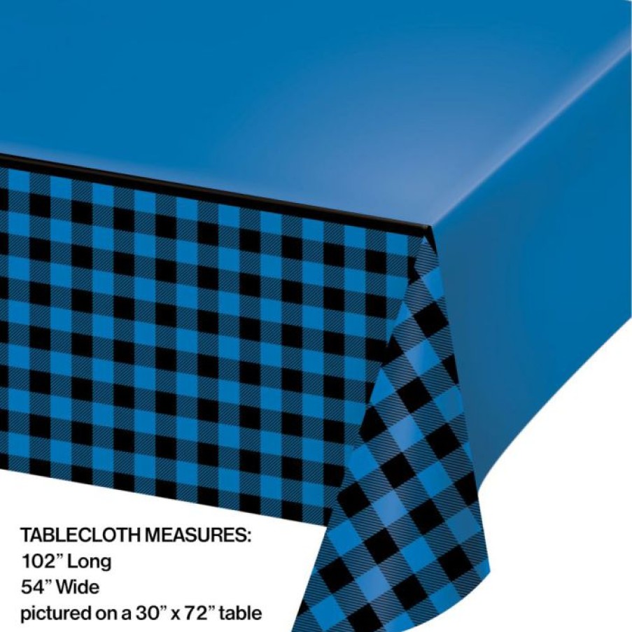 Themed Tableware * | Creative Converting Blue Black Buffalo Plaid Paper Tablecover All Over Print, 54 X 102 (1/Pkg)