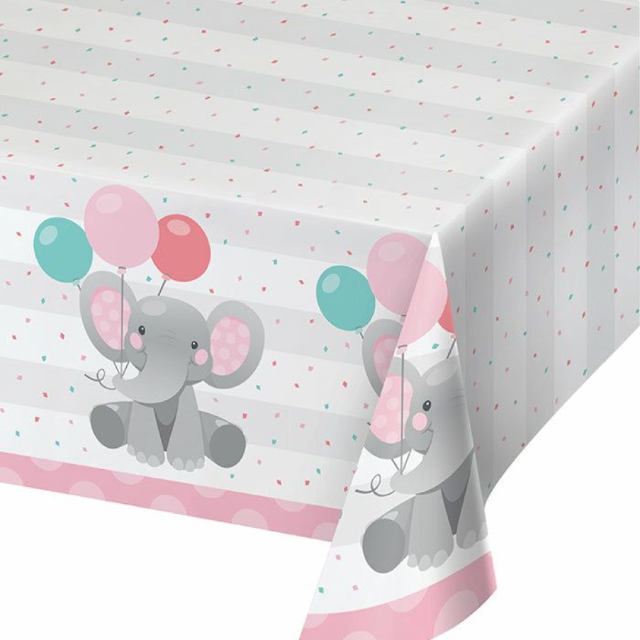 Birthdays * | Creative Converting Kids Birthday Party Themes Enchanting Elephants Girl Paper Tablecover 54 X 102