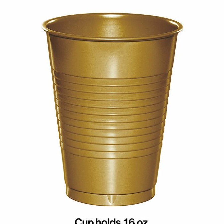 Solid Color Tableware * | Creative Converting Glittering Gold Plastic Cups, 20 Ct Solid Color Tableware