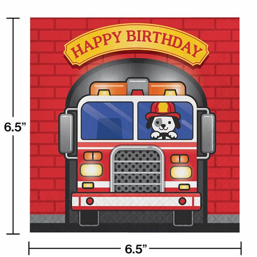 Birthdays * | Creative Converting Fire Truck Birthday Napkins, 16 Ct Kids Birthday Party Themes