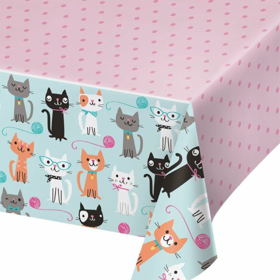 Birthdays * | Creative Converting Purr-Fect Party Plastic Tablecover All Over Print, 54 X 102 Kids Birthday Party Themes