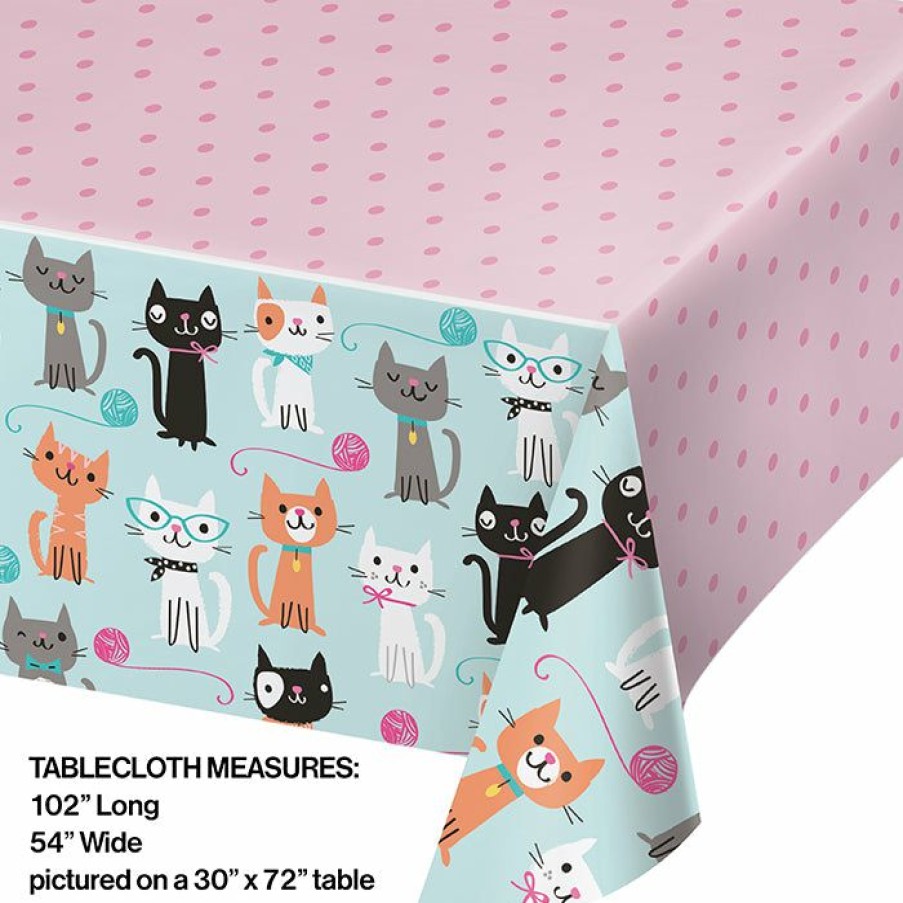 Birthdays * | Creative Converting Purr-Fect Party Plastic Tablecover All Over Print, 54 X 102 Kids Birthday Party Themes