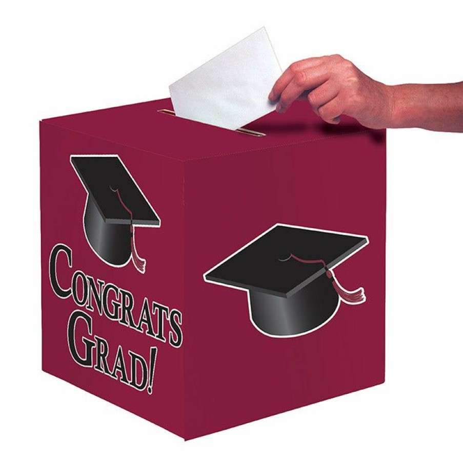 Graduation Party Supplies * | Creative Converting Graduation Party Supplies Graduation Card Box, Grad, 9 Burgundy