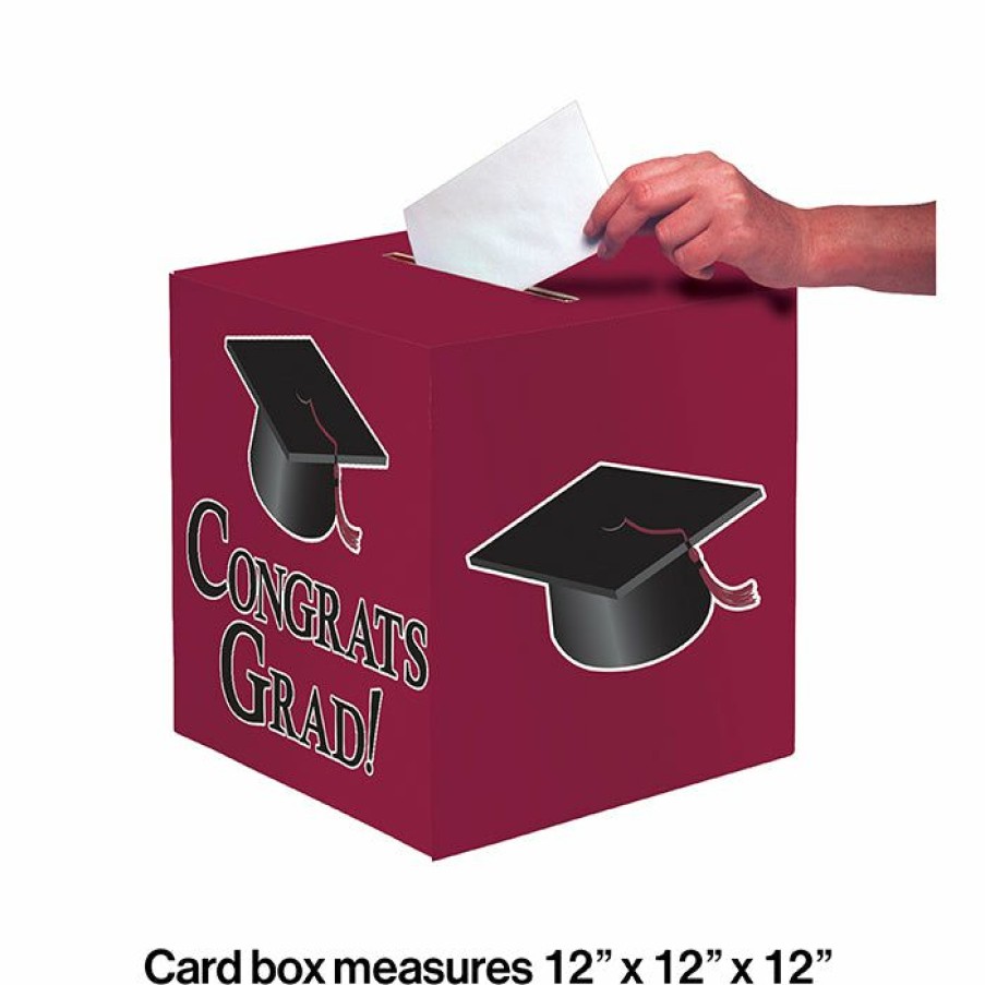 Graduation Party Supplies * | Creative Converting Graduation Party Supplies Graduation Card Box, Grad, 9 Burgundy