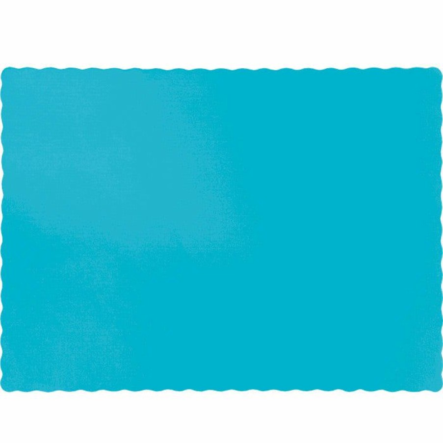 Solid Color Tableware * | Creative Converting Bermuda Blue Placemats, 50 Ct Solid Color Tableware