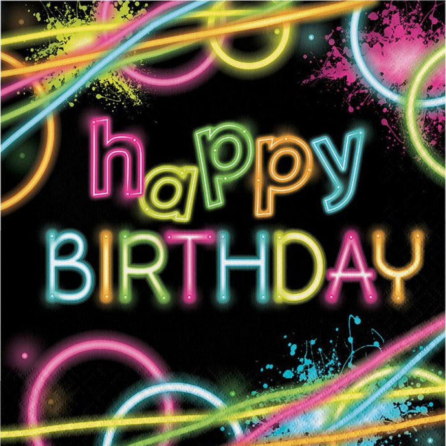 Birthdays * | Creative Converting Kids Birthday Party Themes Glow Party Birthday Napkins, 16 Ct