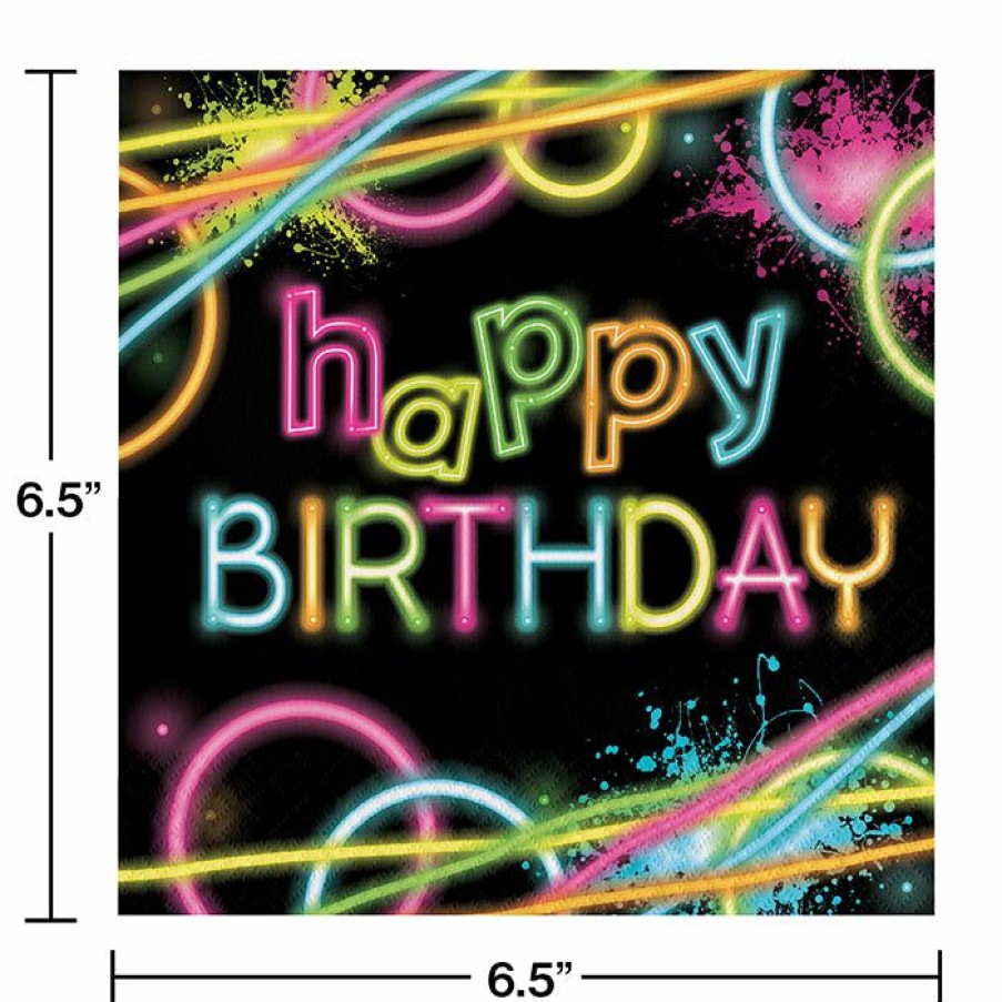 Birthdays * | Creative Converting Kids Birthday Party Themes Glow Party Birthday Napkins, 16 Ct