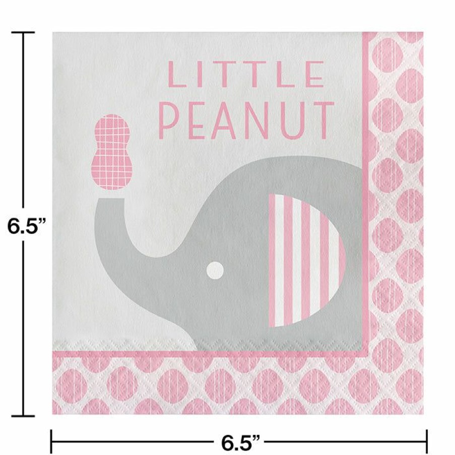 Baby Showers * | Creative Converting "Little Peanut" Girl Elephant Napkins, 16 Ct