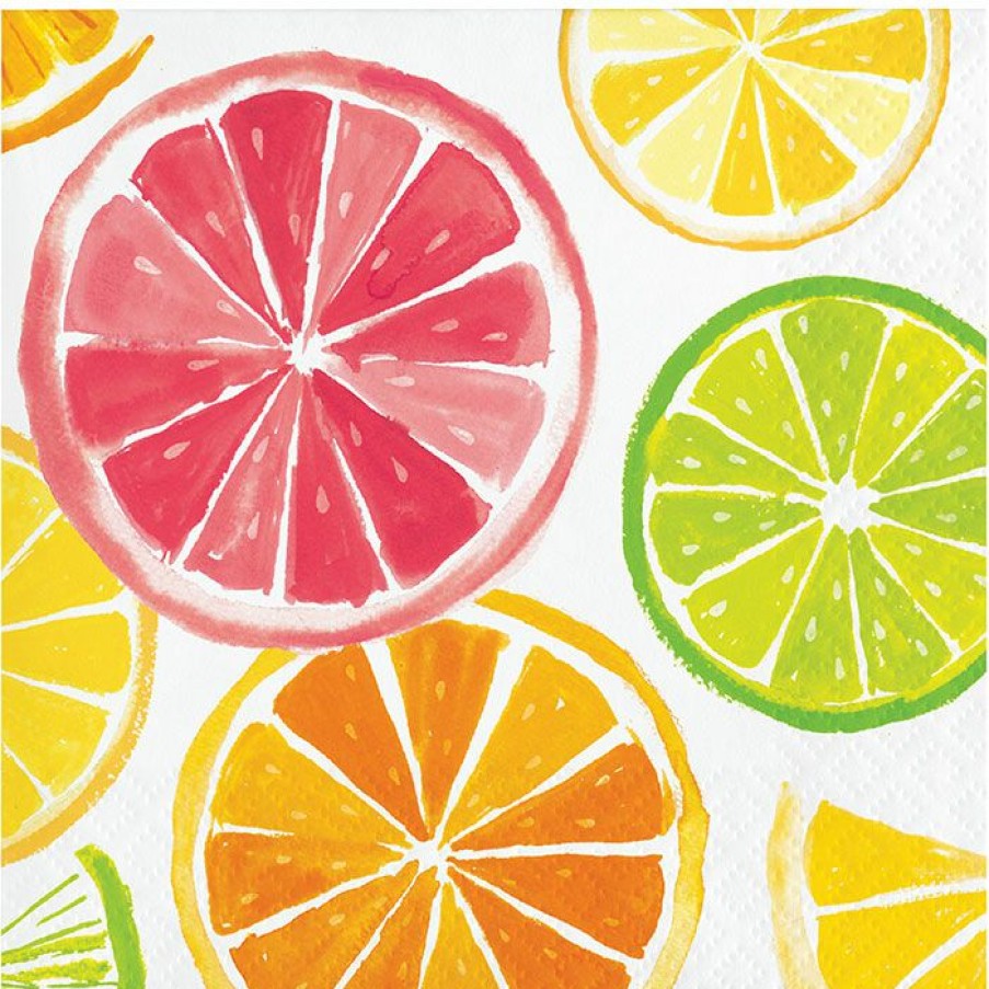 Holidays * | Creative Converting Summer Citrus Slices Beverage Napkin 16Ct