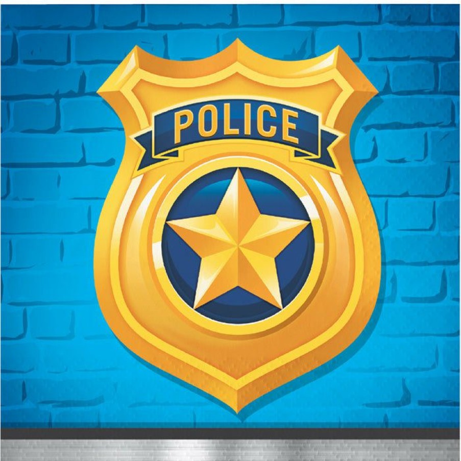 Birthdays * | Creative Converting Kids Birthday Party Themes Police Party Beverage Napkins, 16 Ct