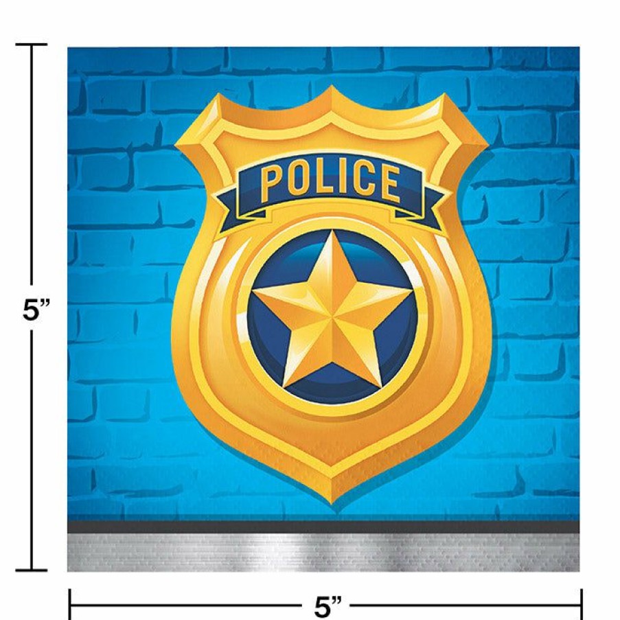 Birthdays * | Creative Converting Kids Birthday Party Themes Police Party Beverage Napkins, 16 Ct