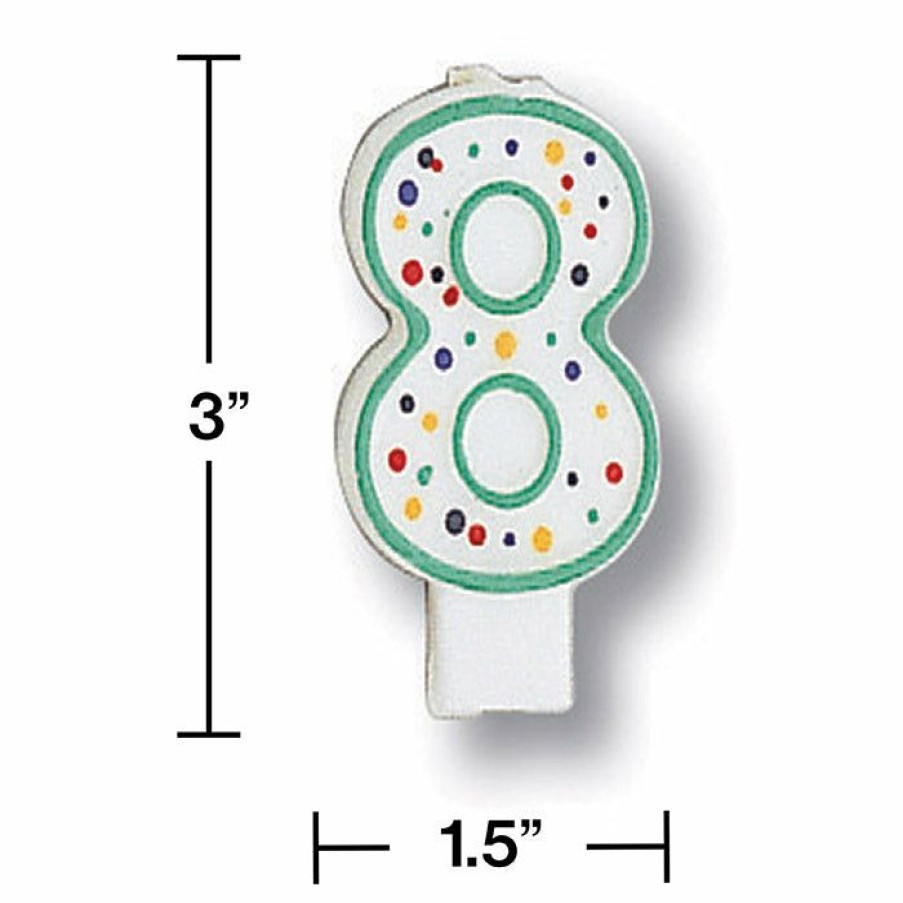 Birthdays * | Creative Converting Birthday Party Candles Polka Dot #8 Candle