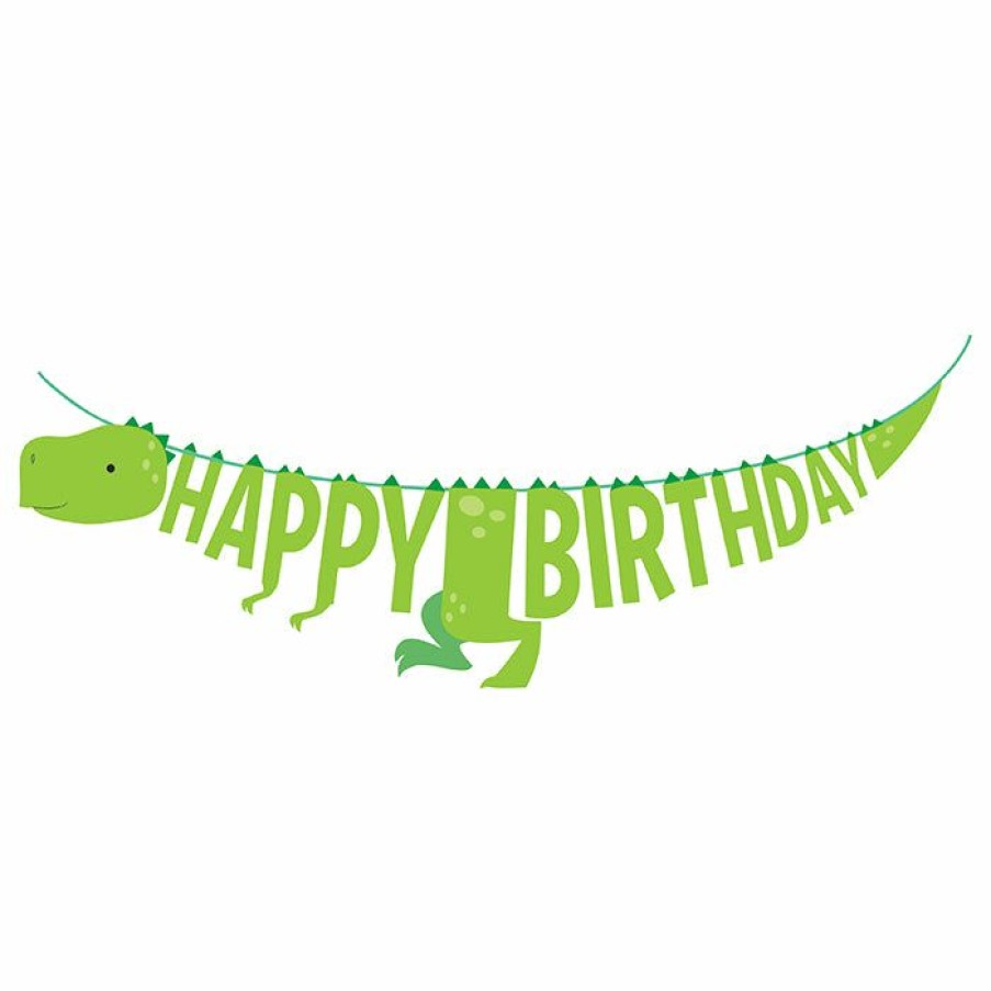 Birthdays * | Creative Converting Boy Dino Party Shaped Banner W/ Ribbon