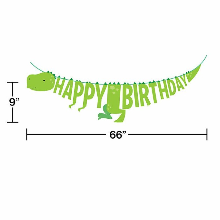 Birthdays * | Creative Converting Boy Dino Party Shaped Banner W/ Ribbon