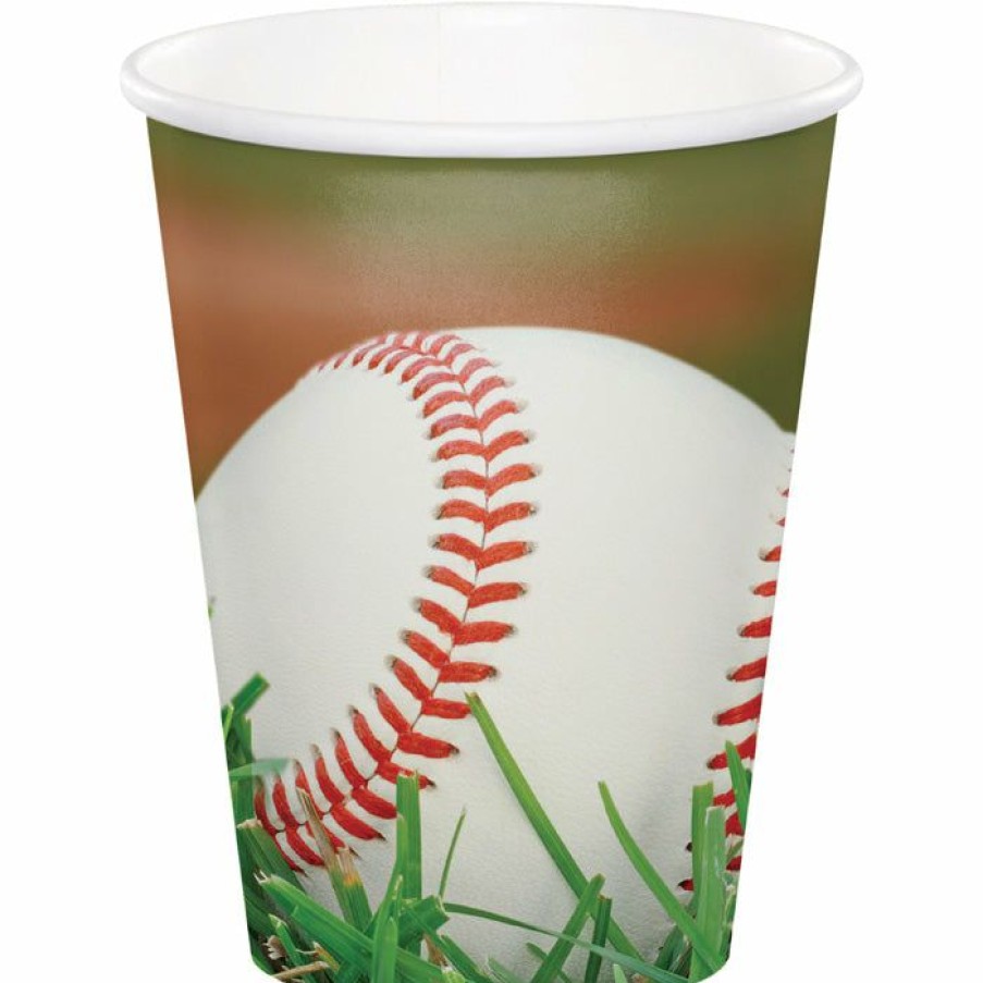 Sports * | Creative Converting Sports Fanatic Baseball Hot/Cold Paper Paper Cups 9 Oz., 8 Ct Baseball Party Decorations