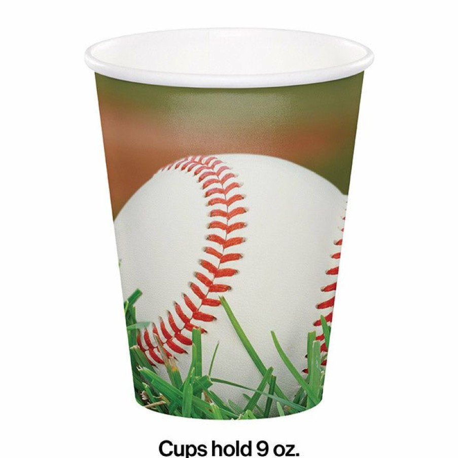 Sports * | Creative Converting Sports Fanatic Baseball Hot/Cold Paper Paper Cups 9 Oz., 8 Ct Baseball Party Decorations