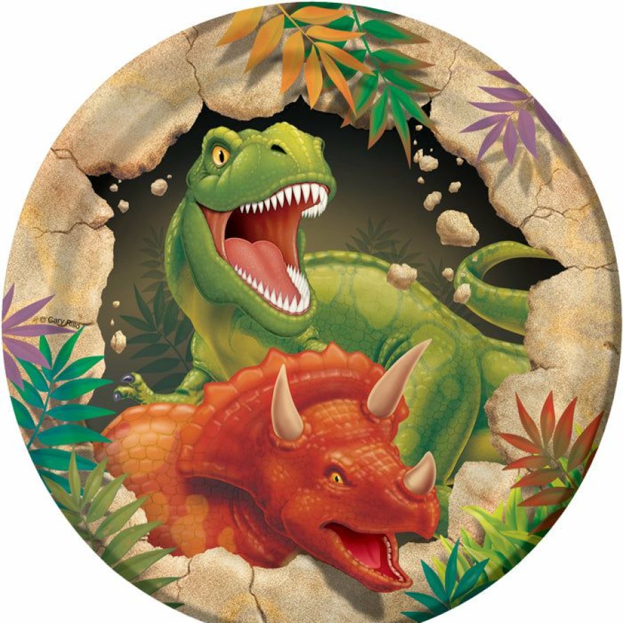 Birthdays * | Creative Converting Dinosaur Dessert Plates, 8 Ct Kids Birthday Party Themes