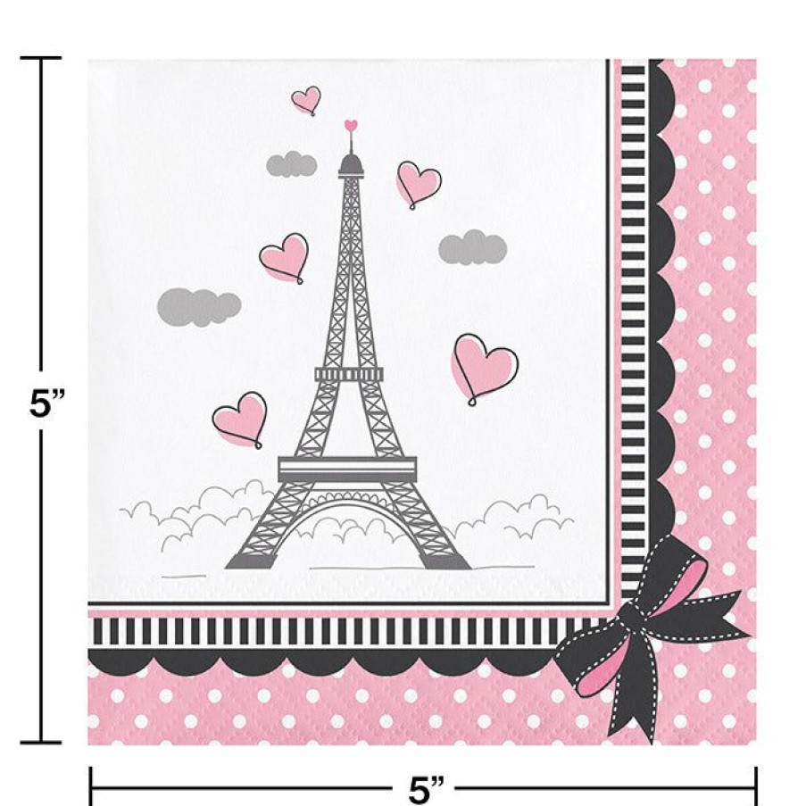 Birthdays * | Creative Converting Kids Birthday Party Themes Party In Paris Beverage Napkins, 18 Ct