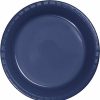 Solid Color Tableware * | Creative Converting Navy Blue Plastic Dessert Plates, 20 Ct