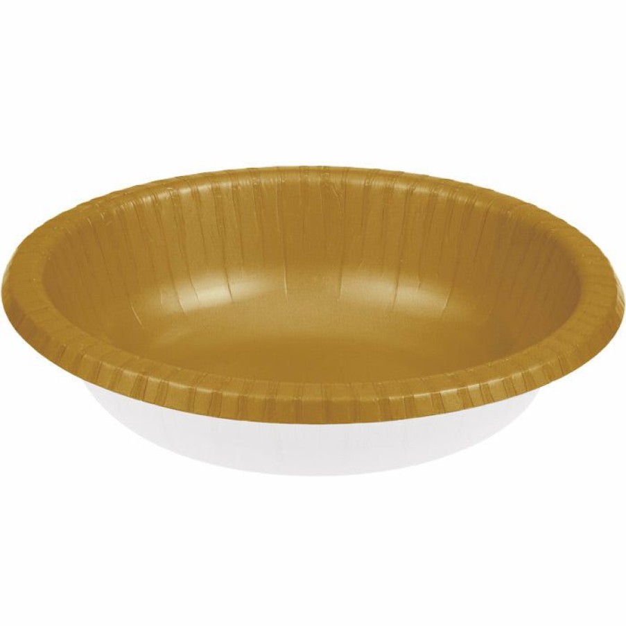 Solid Color Tableware * | Creative Converting Glittering Gold Paper Bowls 20 Oz., 20 Ct