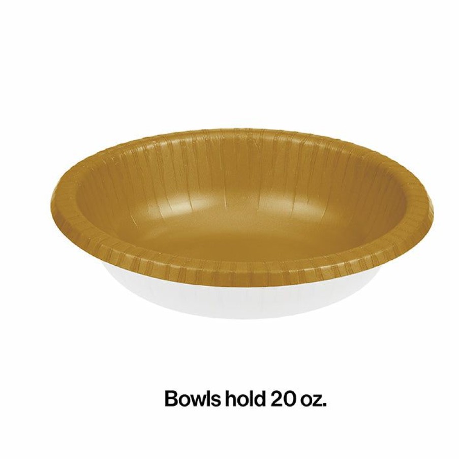 Solid Color Tableware * | Creative Converting Glittering Gold Paper Bowls 20 Oz., 20 Ct