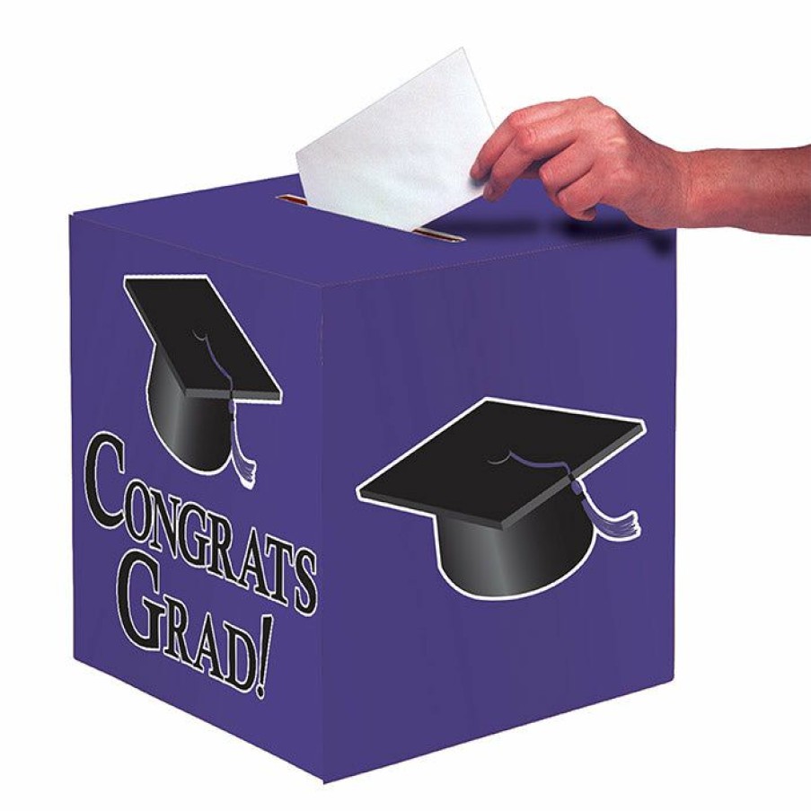 Graduation Party Supplies * | Creative Converting Graduation Party Supplies Graduation Card Box, Grad, 9 Purple